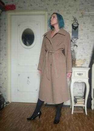 Трендове бежеве пальто, вінтаж, оверсайз