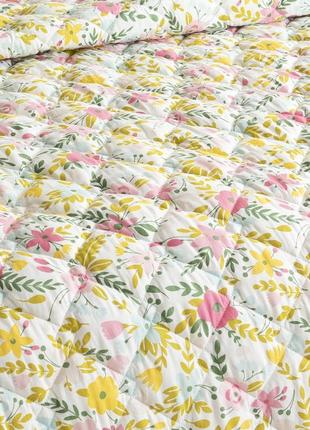 Покрывало идея-стиль cube двустороннее цветы/мята 210*240