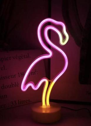 Ночник неоновый лампа светильник фламинго разноцветный