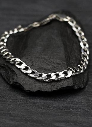 Чоловічий срібний металевий браслет, ланцюжок на руку, сталевий10 фото