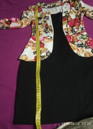 Плаття в квіти під вишите з баскою на підлітка, 38 р. сукню.5 фото