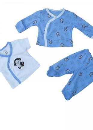 Комплект дитячий із повзунків, сорочки та кофточки на кнопках