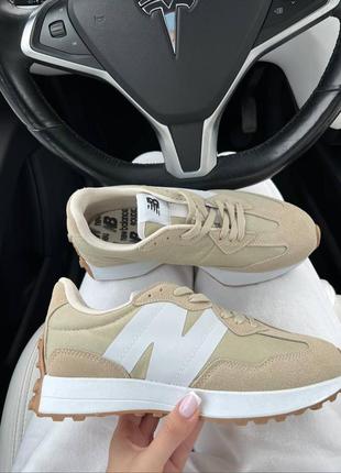 Кросівки new balance 327 beige white / женские кроссовки нью беленс 327 замшевые демисезонные