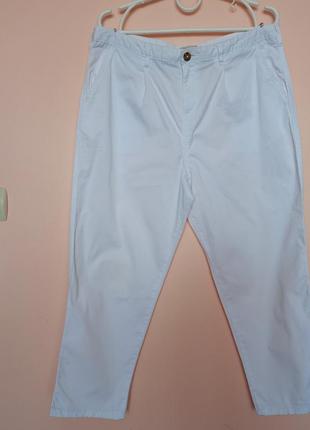 Белые легкие укороченные хлопковые брюки, брючки хлопок, летние брюки хлопок 48-50 р.1 фото