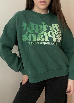 Свитшот кофта батник pull &amp; bear зеленый с надписью