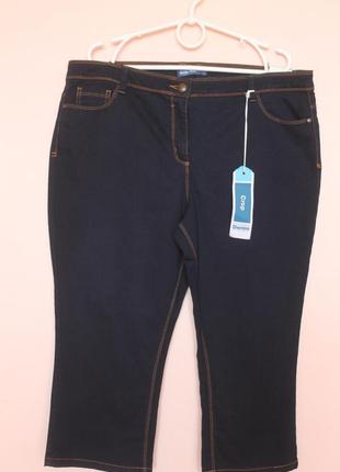 Темно синие джинсовые бриджи, бриджи джинс, джинсовые синие капри 52-54 г.1 фото