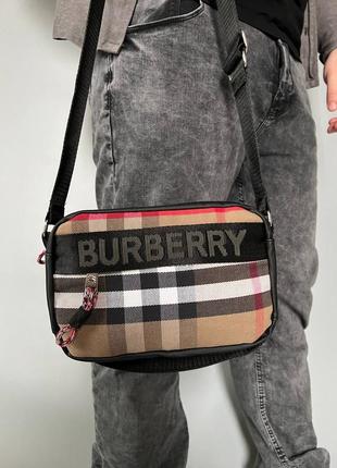 Сумка burberry vintage check bonded cotton барсетка в клетку кросс боди женская / мужская