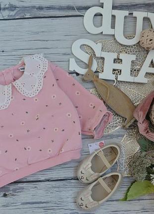 9-12 м 74-80 см фірмовий світшот батнік кофта толстовка для дівчинки з мереживним коміром lc waikiki