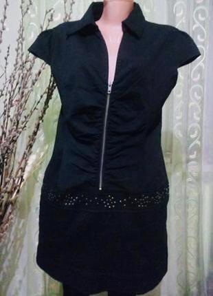 Чёрное хлопковое платье-туника/бавовняне плаття сукня туніка