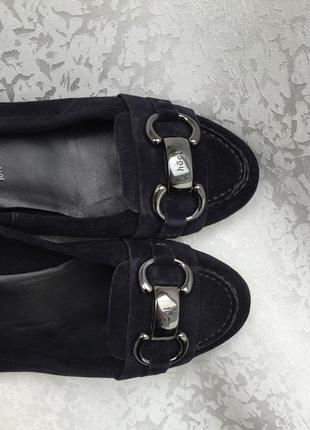 Кожаные замшевые туфли hogl 38 р. мокасины балетки на каблуке5 фото
