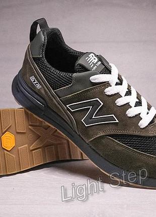 Кроссовки мужские new balance olive замша-сетка