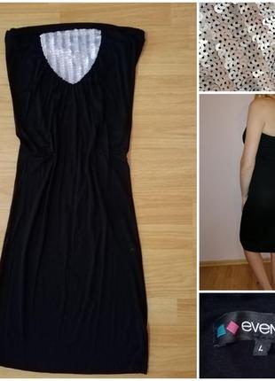 Черное платье--карандаш. паетки серебро