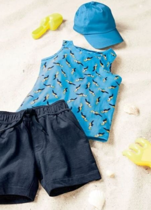 Комплект костюм літній майка + шорти + кепка lupilu 110/116