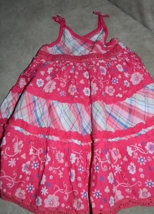Платье пышное детское розовое в цветочек на девочку 12-18 мес. matalan.4 фото