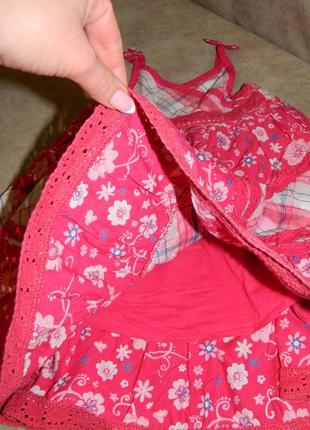 Платье пышное детское розовое в цветочек на девочку 12-18 мес. matalan.3 фото
