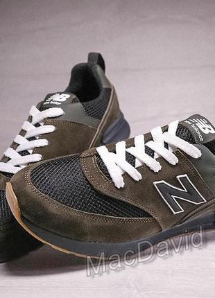 Кроссовки мужские new balance olive замша-сетка2 фото