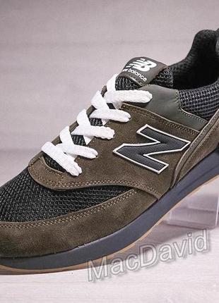 Кроссовки мужские new balance olive замша-сетка6 фото