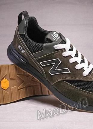 Кроссовки мужские new balance olive замша-сетка7 фото