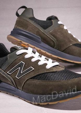 Кроссовки мужские new balance olive замша-сетка9 фото