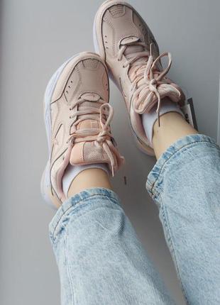 Nike m2k tekno beige жіночі трендові кросівки найк бежеві демісезон весна осінь бежевые женские кроссовки знижка скидка