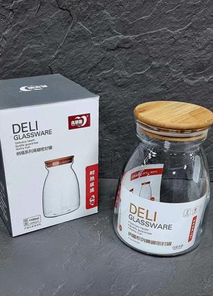 Емкость с бамбуковой крышкой 1,1 л