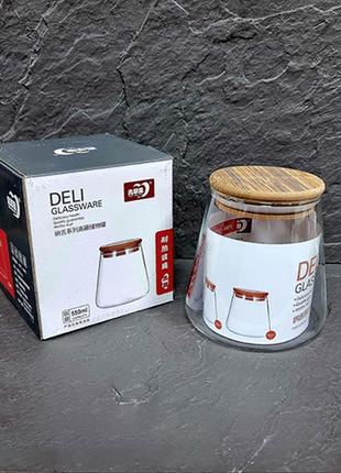 Емкость с бамбуковой крышкой 550 мл