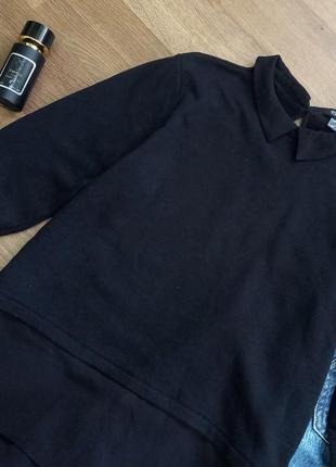 Кофта с имитацией рубашки, черный джемпер с воротником4 фото