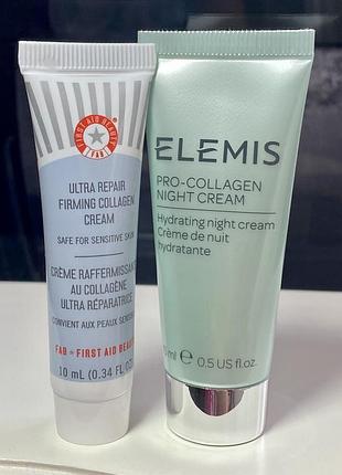 Набір кремів elemis pro collagen oxygenating night cream 15 ml та first aid cream 10 ml