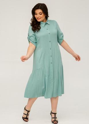 Платье-рубашка летнее льняное с карманами (распродажа)