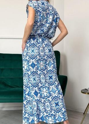 Свободное легкое голубое платье разных размеров3 фото