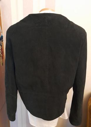 Замшевий жакет куртка шкіряний чорний пиджак замш хл 48 50 кожаный5 фото
