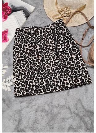 Мініспідниця леопард трапеція мікровельвет на запах dorothy perkins