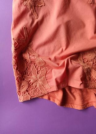 🖤 •~ неймовірна блуза майка теракотового кольору з бавовни °~•  🖤  якісна тканина бавовна блузка футболка мереживо квітковий принт малюнок4 фото
