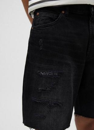 Мужские черные джинсовые шорты pull&bear, 46р, испания6 фото