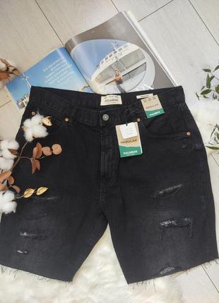 Мужские черные джинсовые шорты pull&bear, 46р, испания8 фото