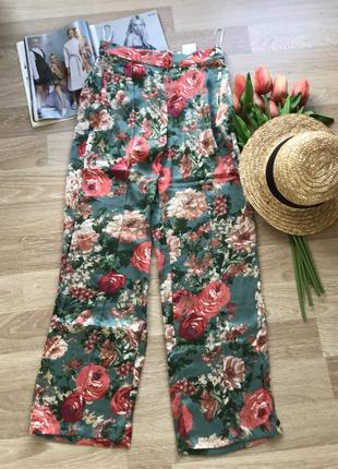 Стильні шикарні шифонові широкі літні  штани брюки з квітковим принтом vila р.m2 фото