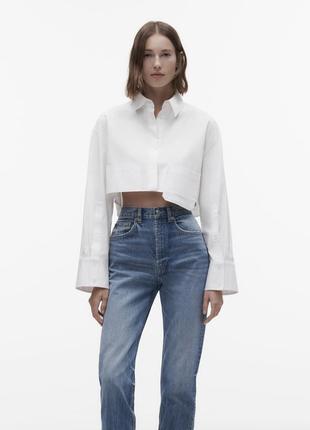 Укороченная рубашка объемная оверсайз