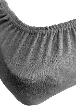 Простыни на резинке 180х200 махра турция, простынь махровая большая двуспальная серый