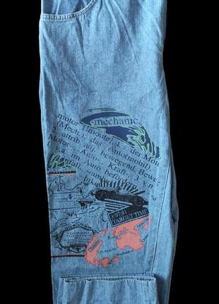 Брюки-джинсы летние с принтом на резинке2 фото