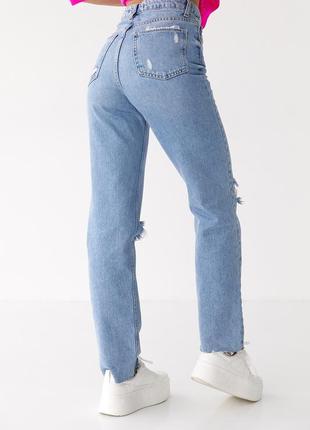 Рваные джинсы мом с необработанными краями2 фото