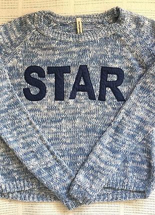 Блакитний стильний светр світшот stradivarius star s