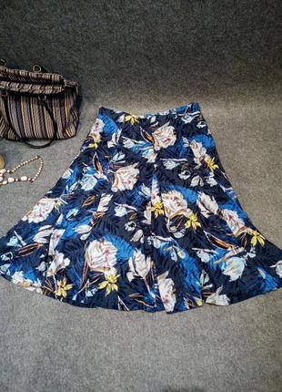 Женская расклешенная пышная цветная трикотажная юбка на подкладке 50-52 размера8 фото
