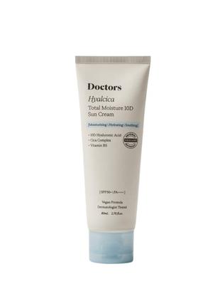 Солнцезащитный крем doctors hyalcica total moisture 10 d sun cream spf 50, 80 мл