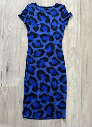 Платье миди с обнаженной спинкой по вырезу леопардовое платье вискоза2 фото