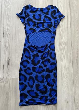 Платье миди с обнаженной спинкой по вырезу леопардовое платье вискоза4 фото