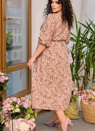 Платье 🧡 56 54 52 50 48 р большие размеры батал сукня женская женское легкое лето весна на запах цветочное цветок3 фото
