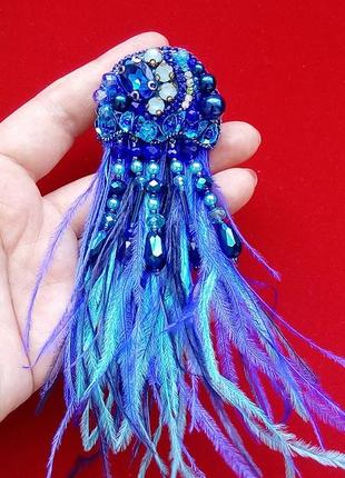 Символ изящества и гармонии брошь синяя медуза