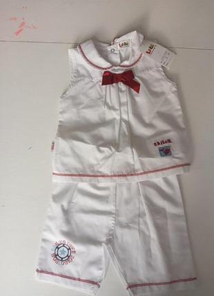 Новый белый костюмчик для мальчика 1 год шорты и майка