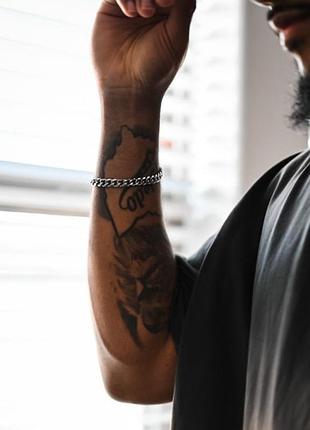 Мужской серебряный металлический браслет, цепочка на руку, стальной