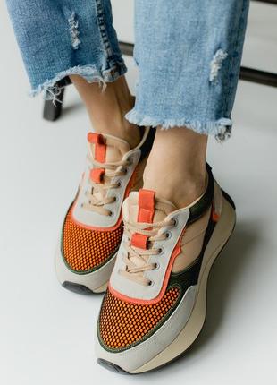Женские кроссовки разноцветные, оранжевые 🍊5 фото